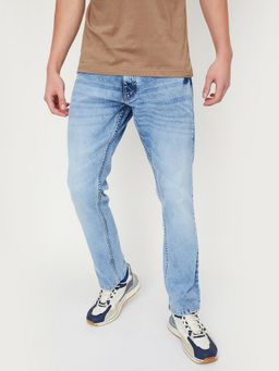 max - Men Straight Fit Cotton Blend Blue Jeans