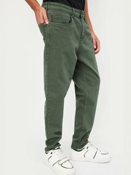 max - Men Olive Straight Fit Solid Jeans