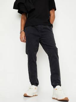 max - Men Grey Washed Carrot Fit Jogger Jeans