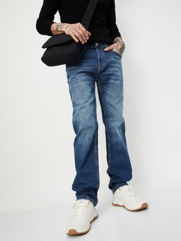 max - Men Blue Washed Straight Fit Jeans
