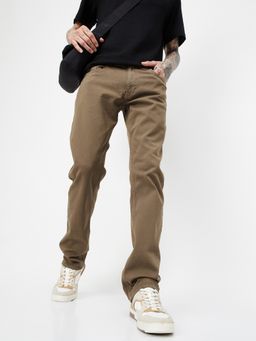max - Men Brown Solid Straight Fit Jeans