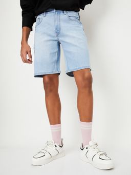 max - Men Blue Washed Denim Shorts