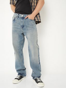 max - Men Blue Straight Fit Cotton Jeans