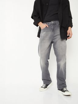 max - Men Grey Washed Straight Fit Jeans