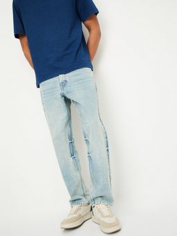 max - Men Blue Straight Fit Pure Cotton Jeans