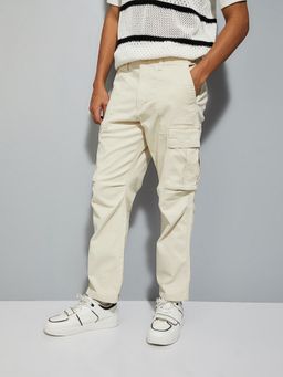 max - Men Cream Solid Cargo