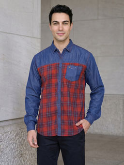 KUONS AVENUE - Men’s Maroon Checkered Shirt