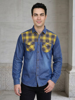 KUONS AVENUE - Yellow Checkered Casual Shirt