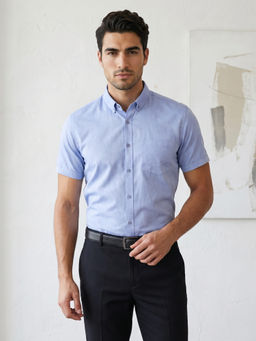 KUONS AVENUE - Men’s Navy Blue Oxford Cotton Formal Shirt