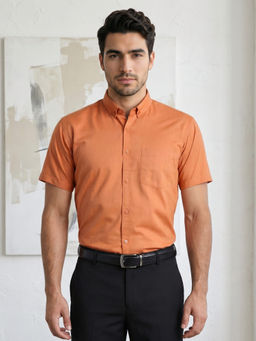 KUONS AVENUE - Men’s Orange Oxford Cotton Shirt