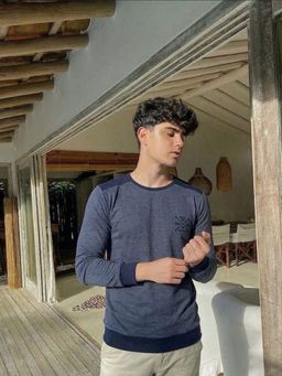 RIGO - Men Coloblock Round Neck Regular Fit Navy Blue T-Shirt