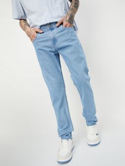 max - Men Solid Straight Fit Blue Jeans
