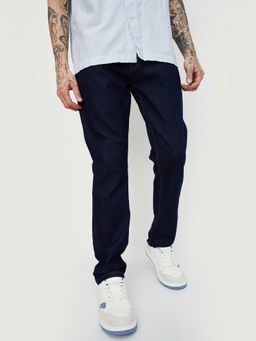 max - Men Straight Fit Solid Blue Jeans