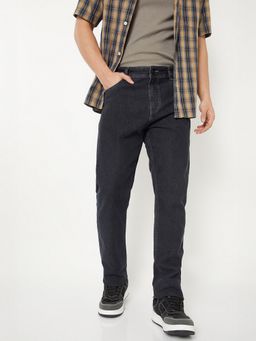 max - Men Washed Regular Fit Black Jeans