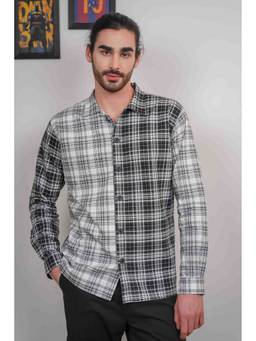 Perch - Black Cotton Checks Boxy Fit Shirt