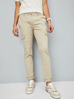 max - Men Beige Solid Trouser