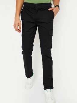 max - Men Solid Black Trouser