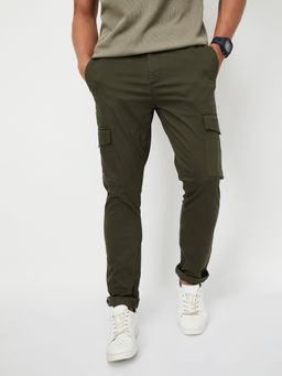 max - Men Olive Solid Trouser