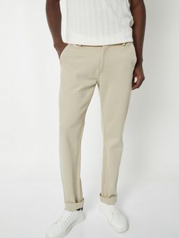 max - Men Beige Textured Trouser