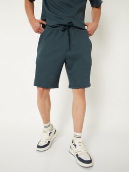 max - Men Textured Green Side Taped Shorts