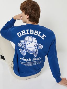 max - Men Blue Applique Sweatshirt