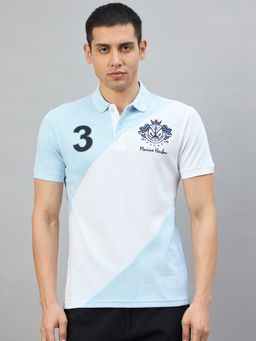 98 Degree North - Men Cotton Blend Embroidered Aqua T-shirt