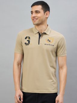 98 Degree North - Men Cotton Blend Typography Beige T-shirt