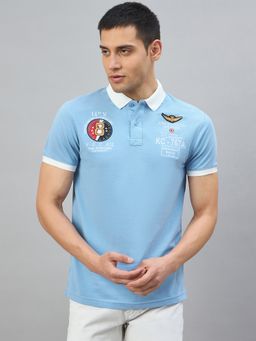 98 Degree North - Men Cotton Blend Typography Aqua T-shirt