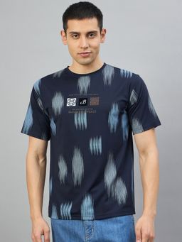 98 Degree North - Men's Cotton Typography Navy Blue T-shirt