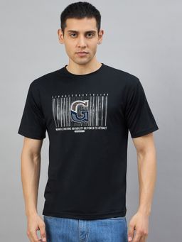 98 Degree North - Men's Cotton Typography Black T-shirt