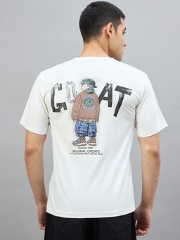 98 Degree North - Men's Cotton Typography Off White T-shirt