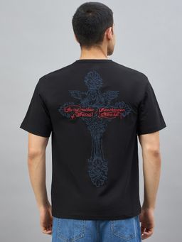 98 Degree North - Men Cotton Typography Black T-shirt