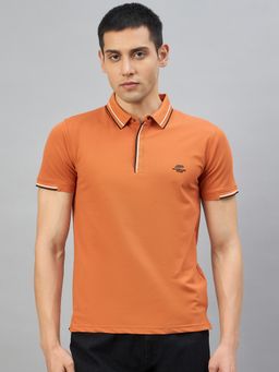 98 Degree North - Men Cotton Solid Orange T-shirt