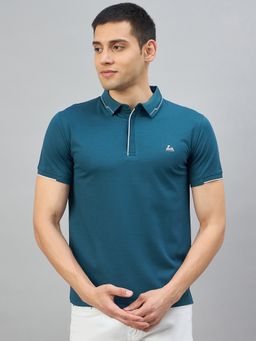 98 Degree North - Men Cotton Solid Teal T-shirt