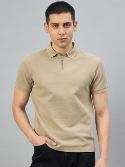 98 Degree North - Men's Cotton Beige Solid T-shirt