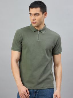 98 Degree North - Men Cotton Solid Olive T-shirt