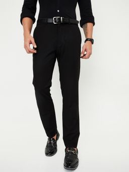 max - Men Black Solid Trouser