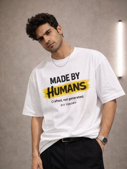 The Fit Theory - Men Cotton Typography White T-shirt