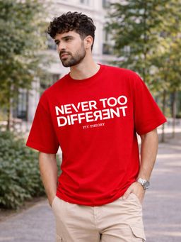 The Fit Theory - Men Cotton Typography Red T-shirt