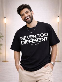 The Fit Theory - Men Cotton Typography Black T-shirt