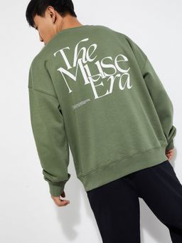max - URB_N Men Green Oversized Sweatshirt