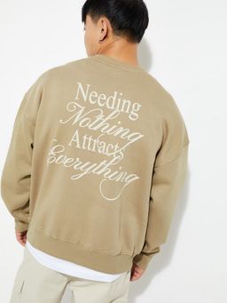 max - URB_N Men Beige Oversized Sweatshirt