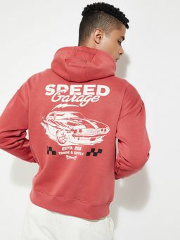max - URB_N Men Red Hooded Oversized Hoodie