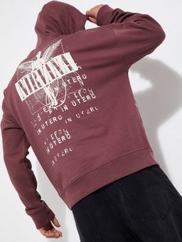 max - URB_N Men Red Print Oversized Hoodie