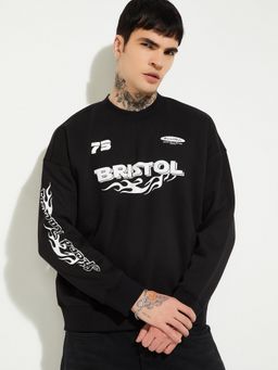 max - URB_N Men Black Oversized Sweatshirt