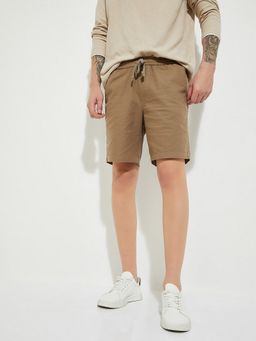 max - Men Brown Drawstring Solid Shorts