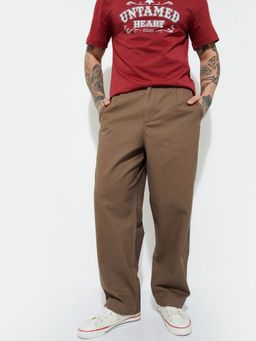 max - Men Brown Solid Trouser