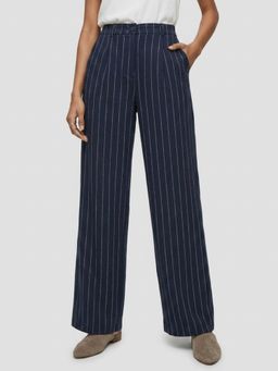Spykar - Women Navy Blue Solid Straight Leg Mid Rise Trouser