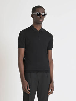 Antony Morato - Mens Black Solid Stretchable Polo T-Shirt