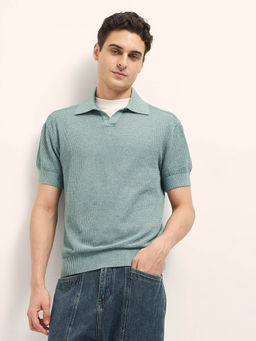 The Bear House - Men's Relax Fit Green Polyester Polo T-Shirt